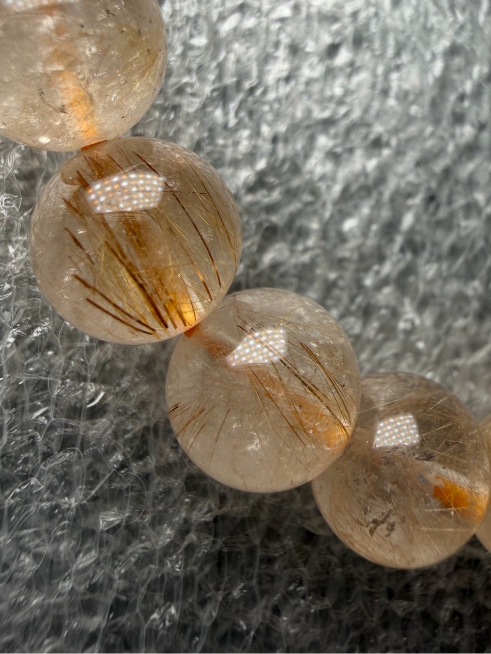 Breathtaking 9MM Golden Rutile Natural Crystal Bracelet